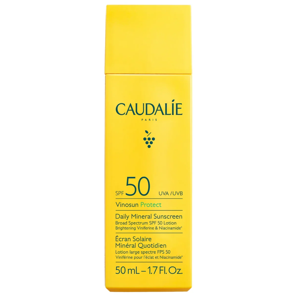 Caudalie  Vinosun Protect Brightening Daily Mineral Face Sunscreen SPF 50 with Niacinamide